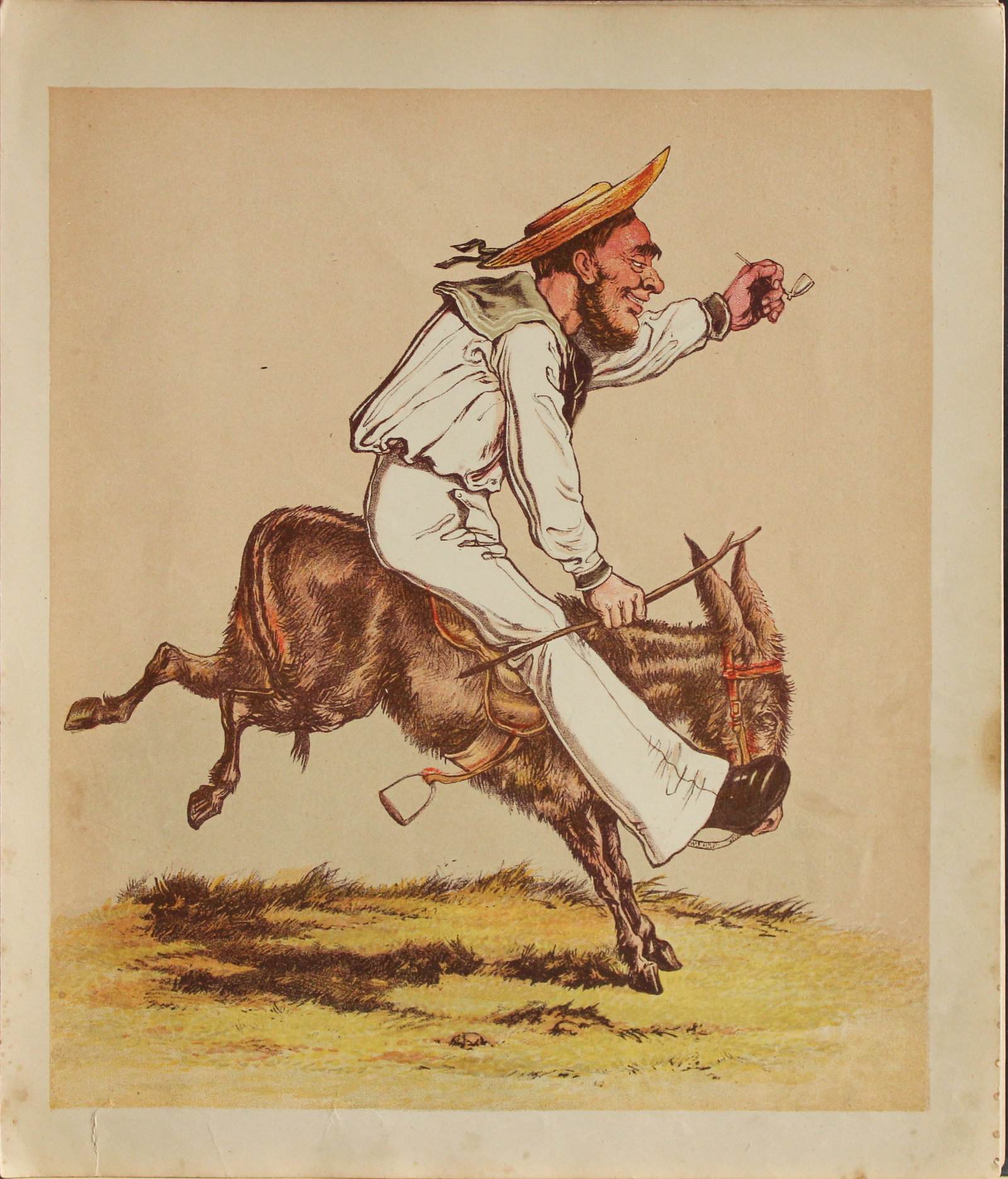 Capt. Seccombe - Engraving of Jolly Jack Tar 1870: This engraving is from Army and Navy Drolleries by Captain Seccombe, with alphabetical descriptions, and illustrations from designs by the author, printed in colours by Bronheim.Published by London : 