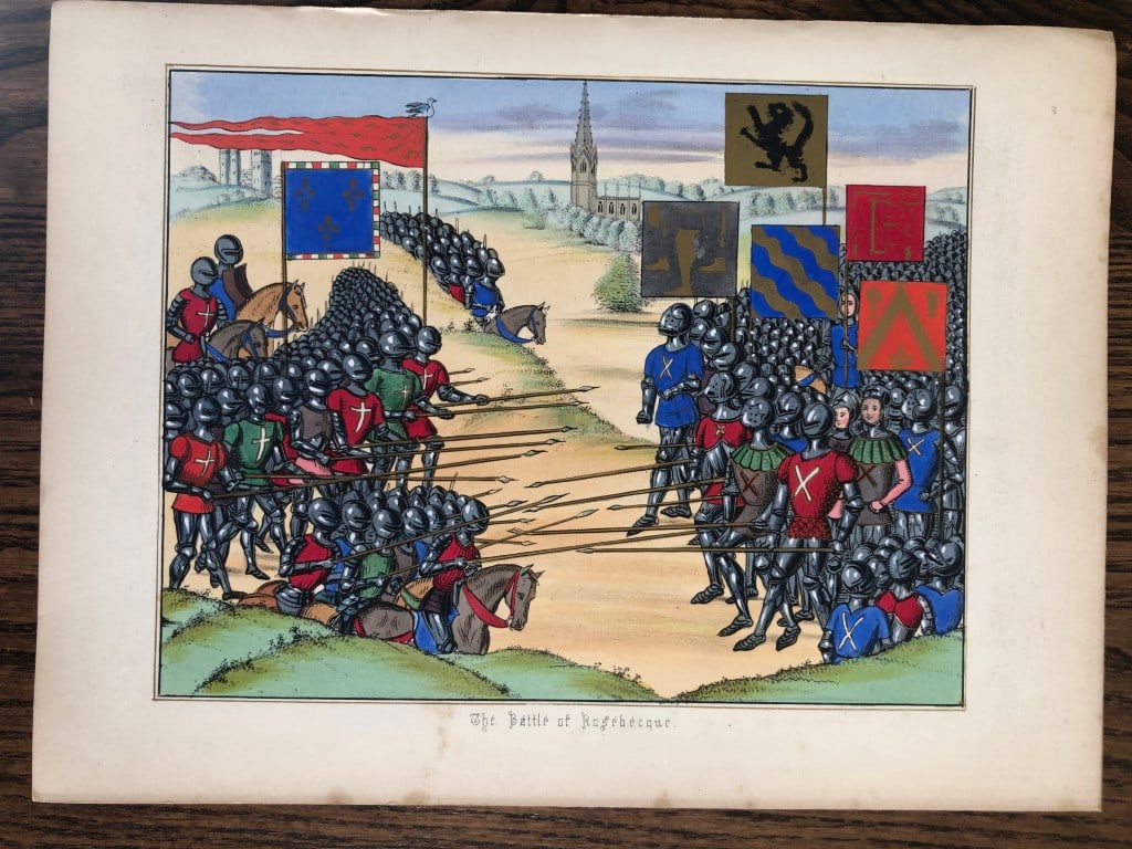 HN Humphreys - Original print from Illuminated Illutrations of Froissart 1844: This chromolithographic print is from Illuminated Illustrations of Froissart. Selected from the MS in the Bibliotheque Royale, Paris and in the British Museum by HN Humphreys. (London: William Smith, 