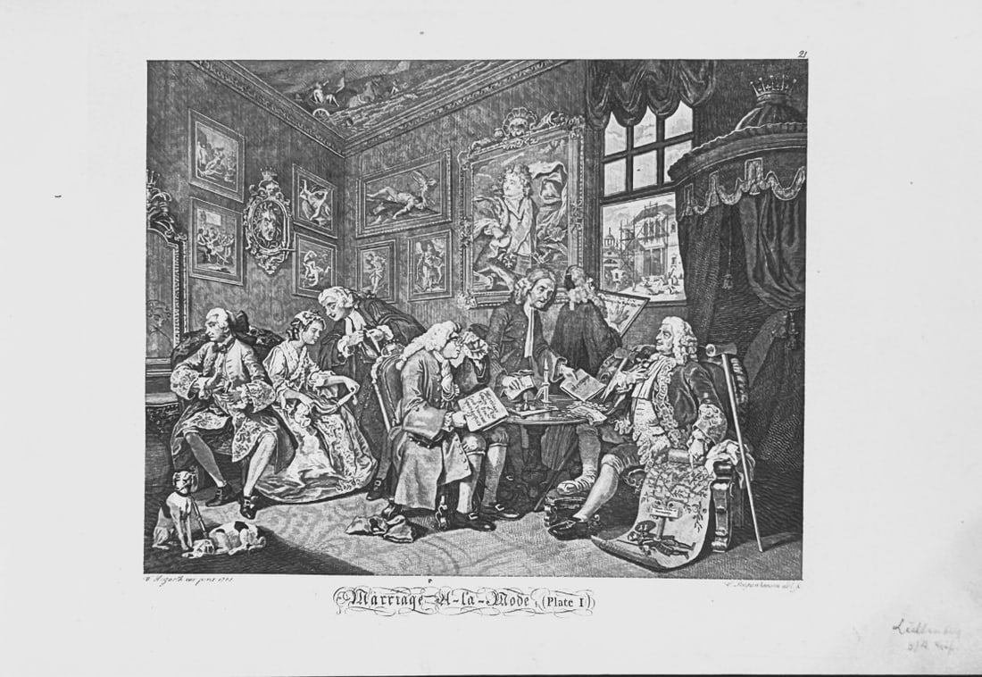 W Hogarth - 6 engravings of Marriage-a-la-Mode by Riepenhausen 1820 (1 of 6)