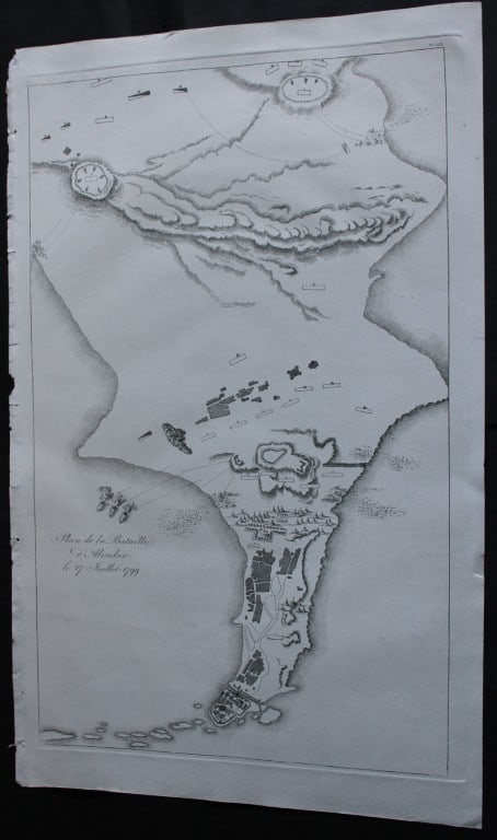 Plan de la Bataille d'Aboukir by Vivant Denon 1807: This is plate 209 from the Voyage dans la Basse et la Haute-Egypte pendant les campagnes du General Bonaparte by Dominique Vivant Denon. Published by Samuel Bagster, London 1807.The first member of th