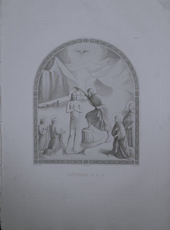 B Giovanni Angelico - Engraving of the frescoes in San Marco, Florence 1853: This engraving is from San Marco, Convento dei Padri Predicatori in Firenze, illustrato e inciso principalmente nei dipinti del B. Giovanni Angelico, con la Vita dello stesso pittore, e un sunto stori
