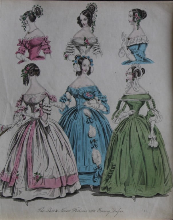 J Bell - Original World of Fashion print 1824-51: This original colour steel-engraving is from The World of Fashion and Continental Feuilletons 1824-51.The World of Fashion and Continental Feuilletons was a monthly British women?s fashion magazine pu