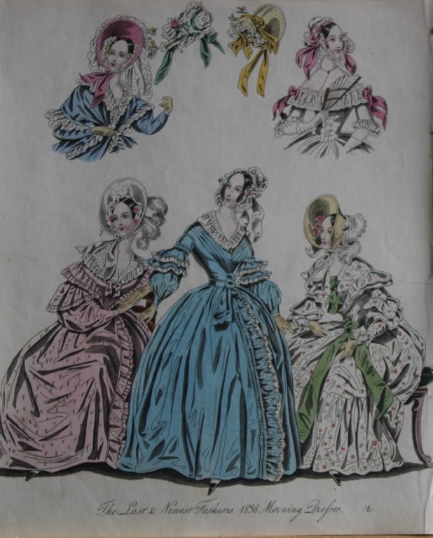 J Bell - Original World of Fashion print 1824-51: This original colour steel-engraving is from The World of Fashion and Continental Feuilletons 1824-51.The World of Fashion and Continental Feuilletons was a monthly British women?s fashion magazine pu