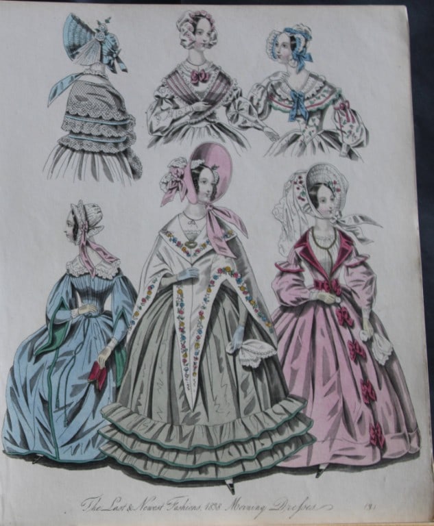 J Bell - Original World of Fashion print 1824-51: This original colour steel-engraving is from The World of Fashion and Continental Feuilletons 1824-51.The World of Fashion and Continental Feuilletons was a monthly British women?s fashion magazine pu