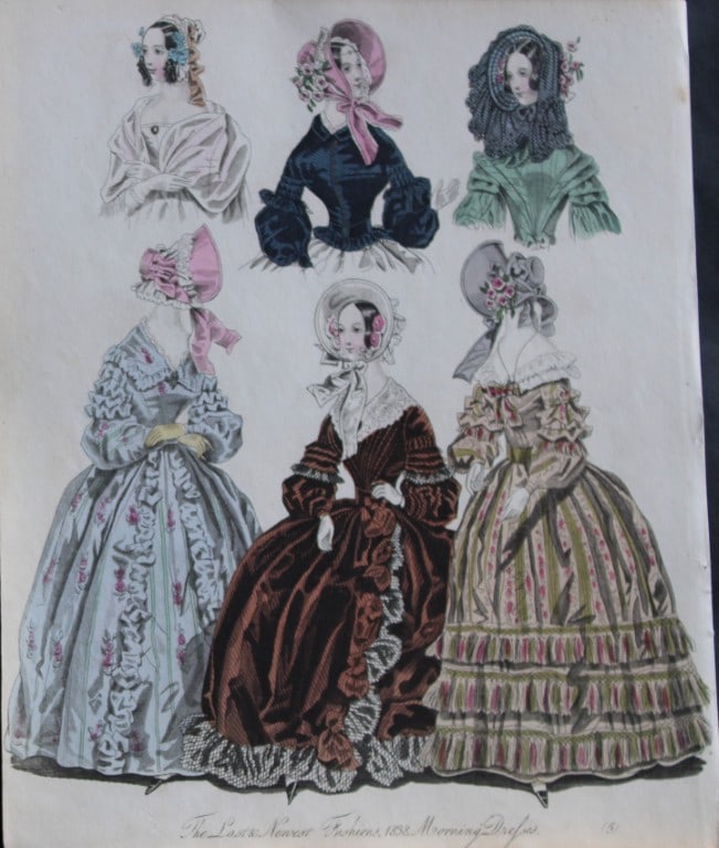 J Bell - Original World of Fashion print 1824-51: This original colour steel-engraving is from The World of Fashion and Continental Feuilletons 1824-51.The World of Fashion and Continental Feuilletons was a monthly British women?s fashion magazine pu