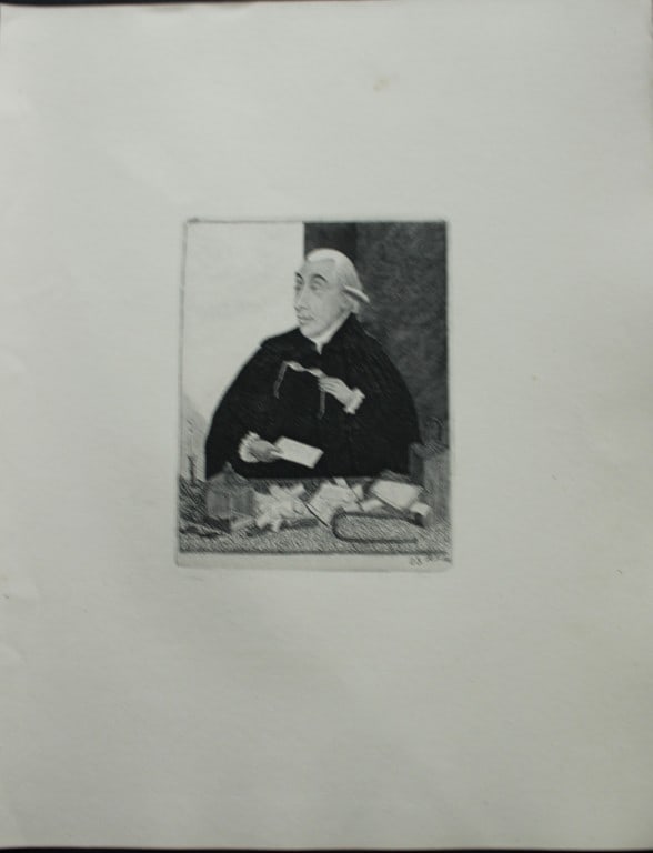 John Kay - Etching of a Scottish character 1879: This engraving is from A Series of Original Portraits and Caricature Etchings by John Kay. Published byAdam and Charles Black, Edinburgh, 1877. Kay was a caricaturist, engraver and miniature painter a