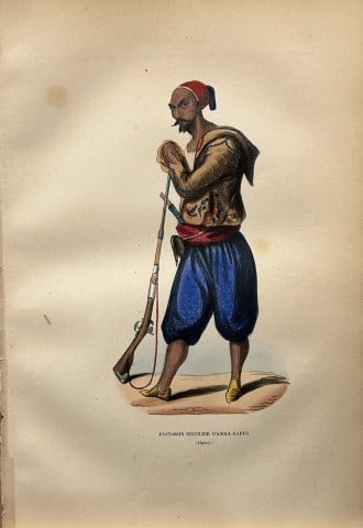 A Wahlen - Woodcut engraving of Foot soldier of Ad-El-Kader 1843 (1 of 1)