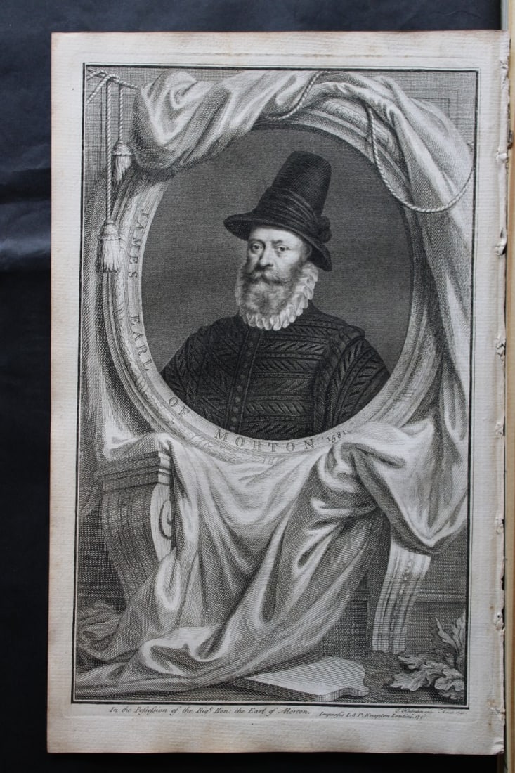 Jacobus Houbraken - Rare engraving of James Douglas, Earl of Morton 1747: This engraving is from The Heads of Illustrious Persons of Great Britain by Thomas Birch. Printed by John Knapton 1747, London. The engravings were by Jacobus Houbraken and George Vertue after Holbein
