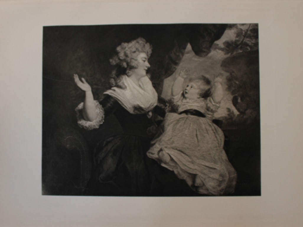 Sir Joshua Reynolds - Duchess of Devonshire and baby 1903: This large photogravure is from Great Masters 1400-1800, the finest works of the most famous painters during this period.Published by Wm. Heinemann, London 1903.Size: 15in x 20in (38cm x 50cm)