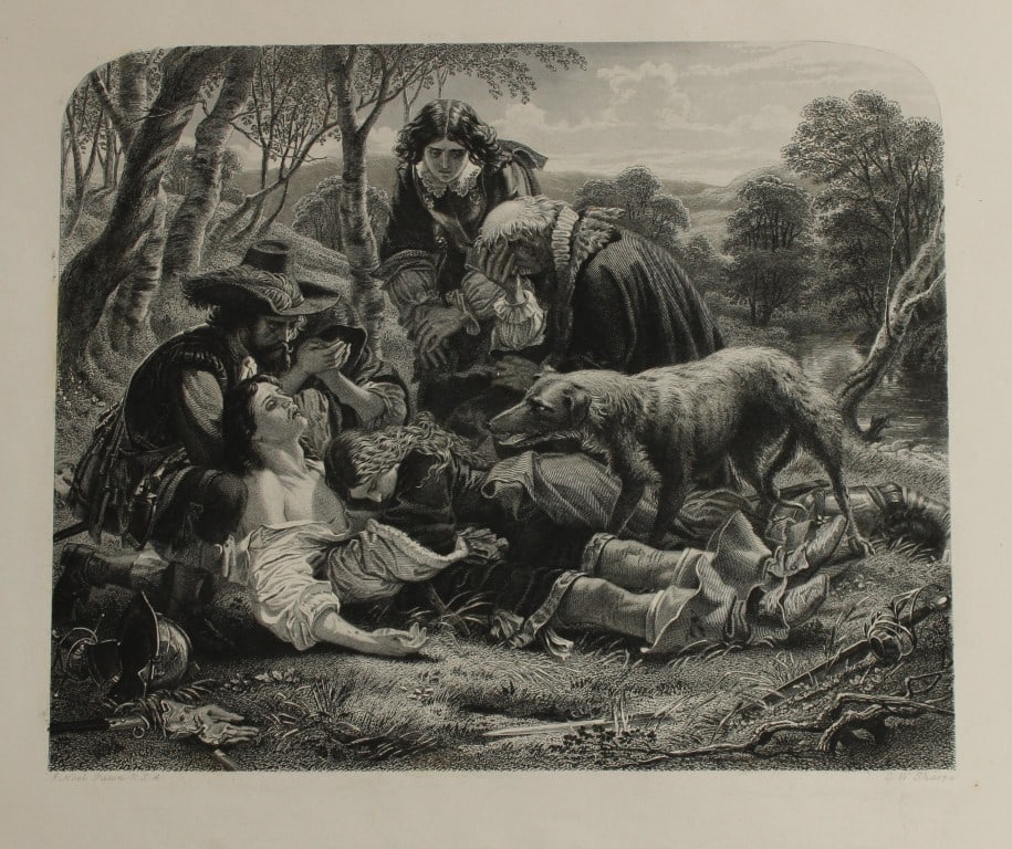 Robert Bell after Noel Paton - Scene from The Dowie Dens o? Yarrow 1860: This engraving on wove paper is from The Dowie Dens o? Yarrow and was created in 1860 by the Scottish artist Joseph Noel Paton.Sir Joseph Noel Paton (1821?1901) was known for his work in painting, ill