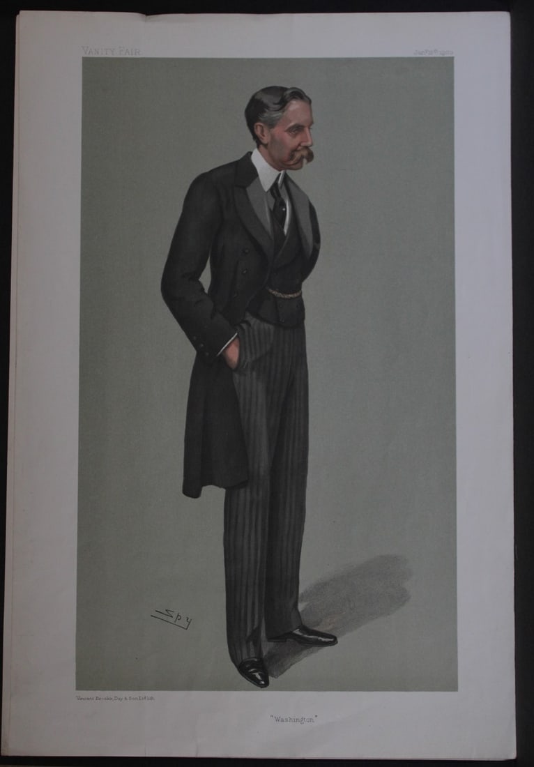 Sir Michael Henry Herbert - Washington by Spy 1902: This print was drawn by the British artist Sir Leslie Ward (Spy).Vanity Fair was subtitled A Weekly Show of Political, Social and Literary Wares and was founded by Thomas Gibson Bowles (who signed his