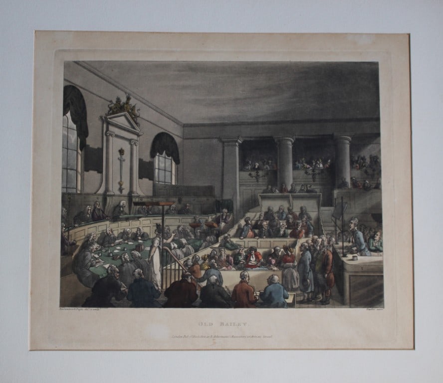 Rowlandson and Pugin - Aquatint of Herald's College, London 1808 (1 of 2)