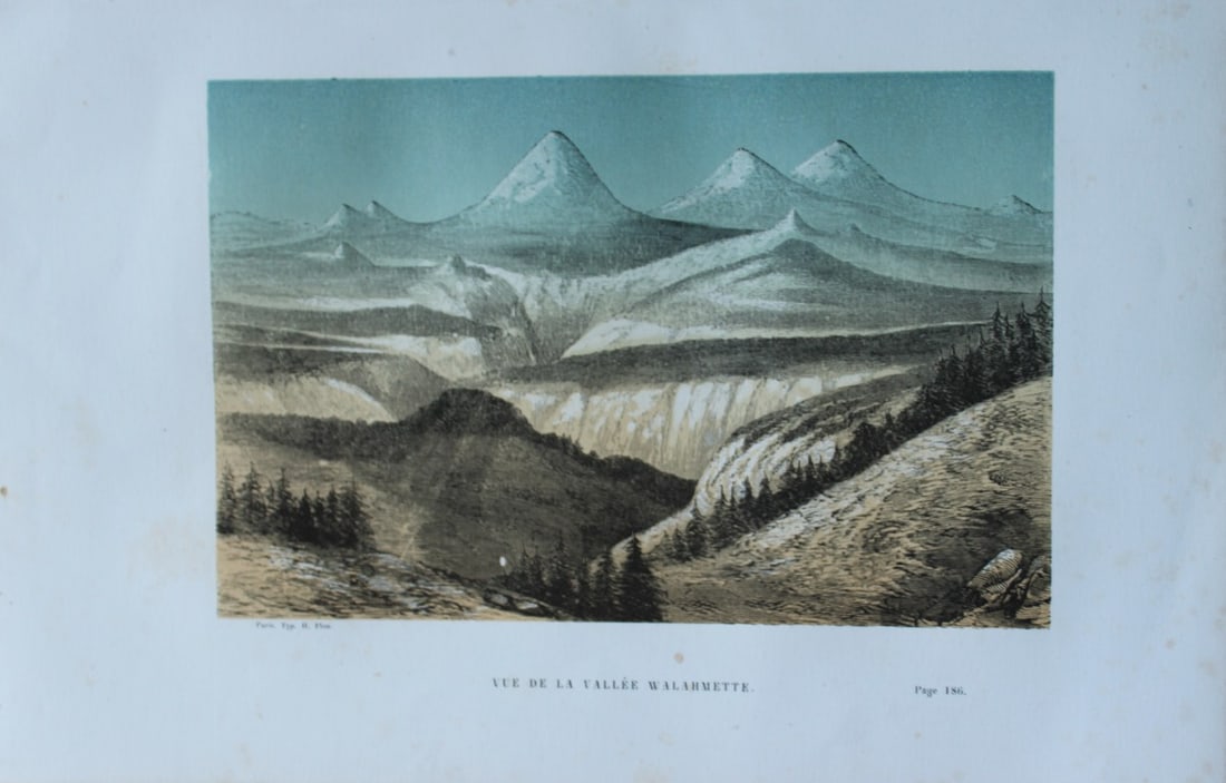 Abbe E Domenech - Walamette Valley and Pyramid Lake 1860: These wood-engraved plates are from Voyage Pittoresque Dans Les Grands D?serts Du Nouveau Monde by Abbe Emmanual Domenech. Published by Morizot, Paris 1860.Domenech was a missionary in Texas and Mexic