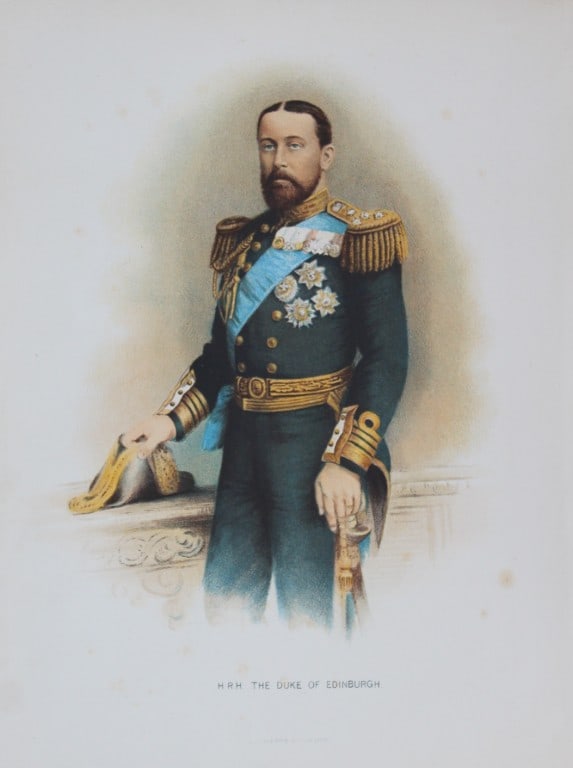 HRH The Duke of Edinburgh 1890: This illustration is from the magnificent three-volume history of the British Navy entitled Her Majesty's Navy, published in London between 1890 and 1893, at the height of Queen Victoria's British Emp