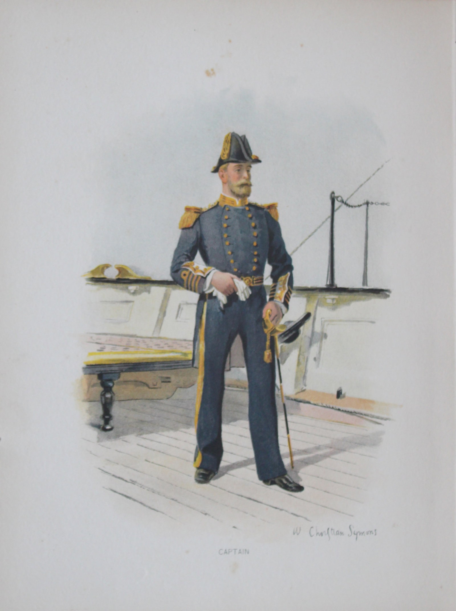 WC Symons - Captain 1890: This illustration is from the magnificent three-volume history of the British Navy entitled Her Majesty's Navy, published in London between 1890 and 1893, at the height of Queen Victoria's British Emp
