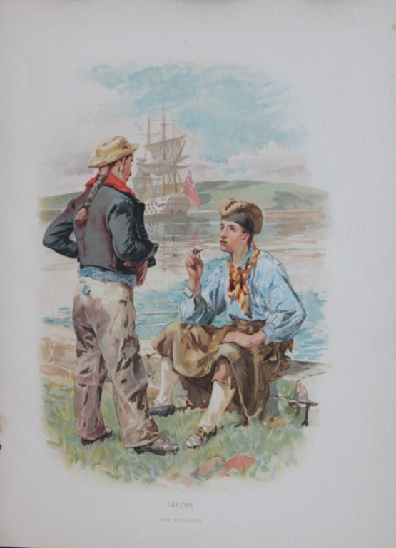 WC Symons - Sailors (18th Century) 1890: This illustration is from the magnificent three-volume history of the British Navy entitled Her Majesty's Navy, published in London between 1890 and 1893, at the height of Queen Victoria's British Emp