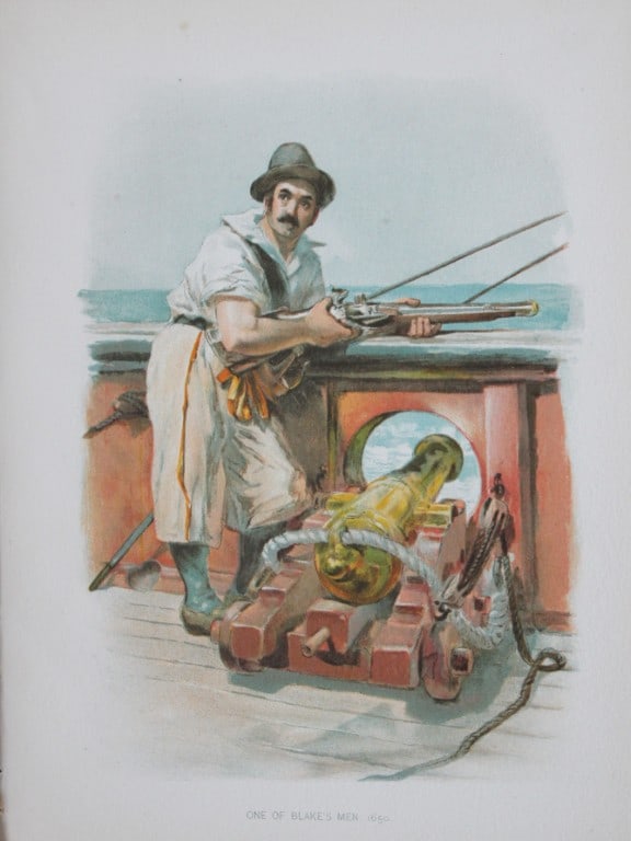 WC Symons - One of Blake's men (1650) 1890: This illustration is from the magnificent three-volume history of the British Navy entitled Her Majesty's Navy, published in London between 1890 and 1893, at the height of Queen Victoria's British Emp