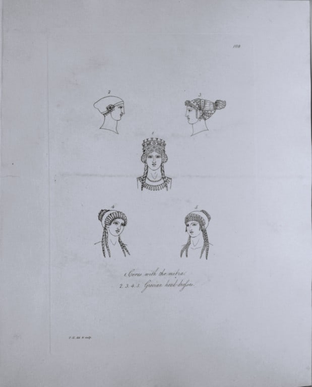 Thomas Hope - Ceres with the mitra 1812: This engraved plate is from Costume of the Ancients by Thomas Hope Printed by W Bulmer and Co, London 1812.Size 11.5in x 9.25in