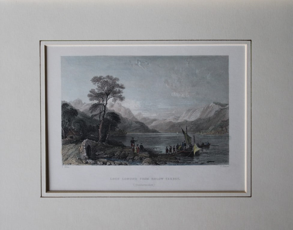 Thomas Allom - Loch Lomond engraved by J Cousen 1837: This hand coloured steel engraving is from of Views Taken Expressly For This Work By Messrs. T. Allom, W.H. Bartlett, and H. M'Culloch. by William Beattie. Published by George Virtue, London 1837.Appr