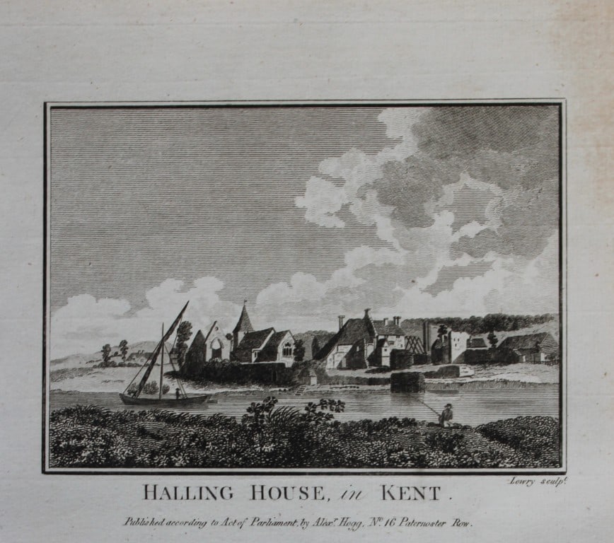 Alex Hogg - Halling House, Kent 1786: This copperplate engraving is from Historical Descriptions of new and elegant picturesque views of the antiquities of England and Wales? by Henry Boswell.Published by Alex Hogg, London, 1786.Size: app