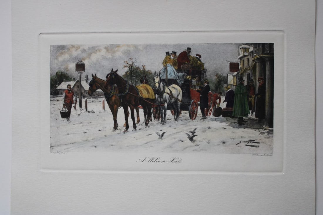 George Wright - 19th century print entitled A Welcome Halt (1 of 1)