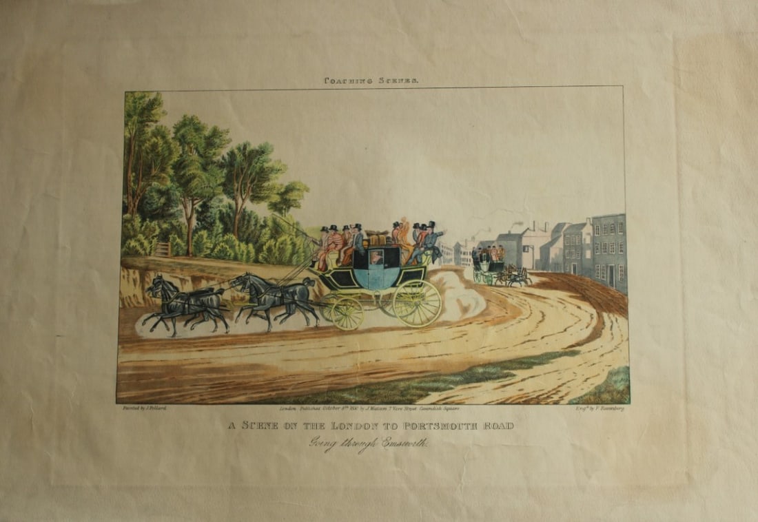 James Pollard - London to Portsmouth Road engraved by F Rosenberg 1830 (1 of 1)