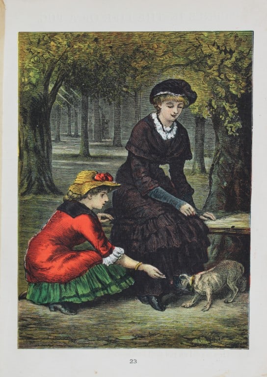 A Baker - Life of a Pug 1884: This print is from Little Wide Awake annual published in 1884 by George Routledge and Sons, London.The illustrations in this work were by A Baker, Gordon Browne, ME Edwards, AT Elwes, Kate Greenaway, 