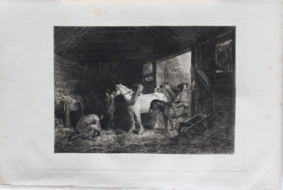 Inside the stable by George Morland etched by CO Murray 1885 (1 of 1)