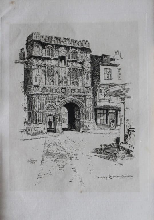 Canterbury Cathedral by Joseph Pennell 1884: This print is from The Portfolio, an Artistic Periodical edited by Philip Hamerton.Published by Seeley and Co, London 1885.Size: 9.5in x 13.5in