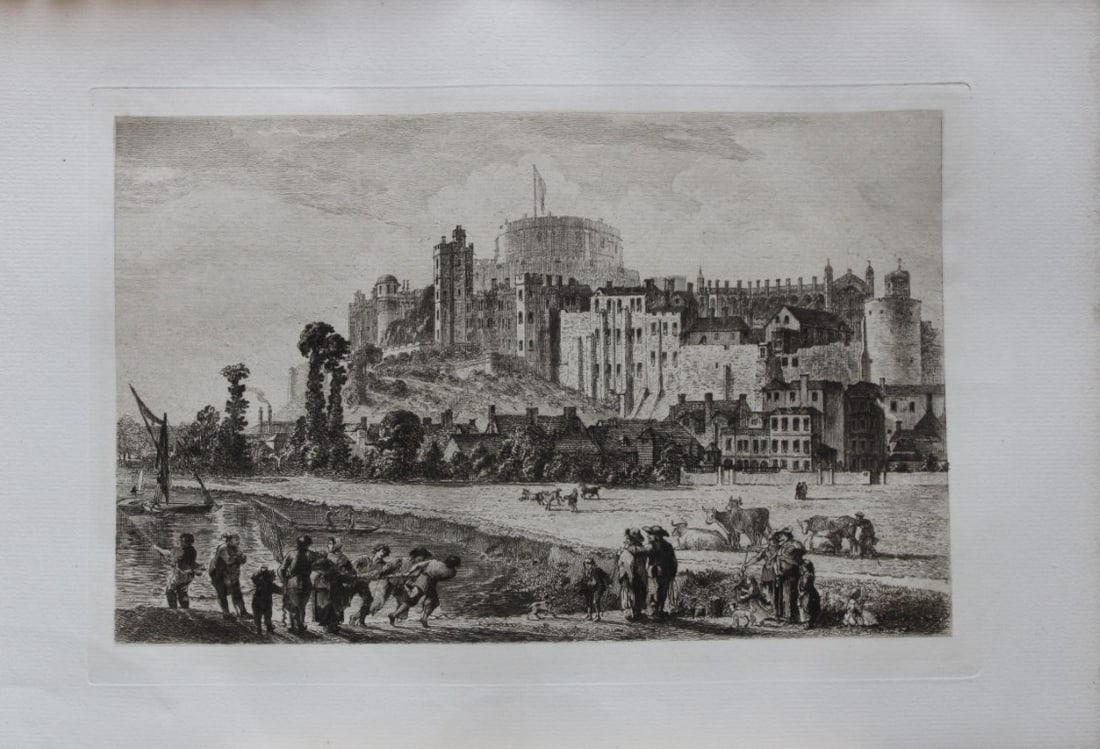Windsor Castle by Paul Sandby 1885: This print is from The Portfolio, an Artistic Periodical edited by Philip Hamerton.Published by Seeley and Co, London 1885.Size: 9.5in x 13.5in