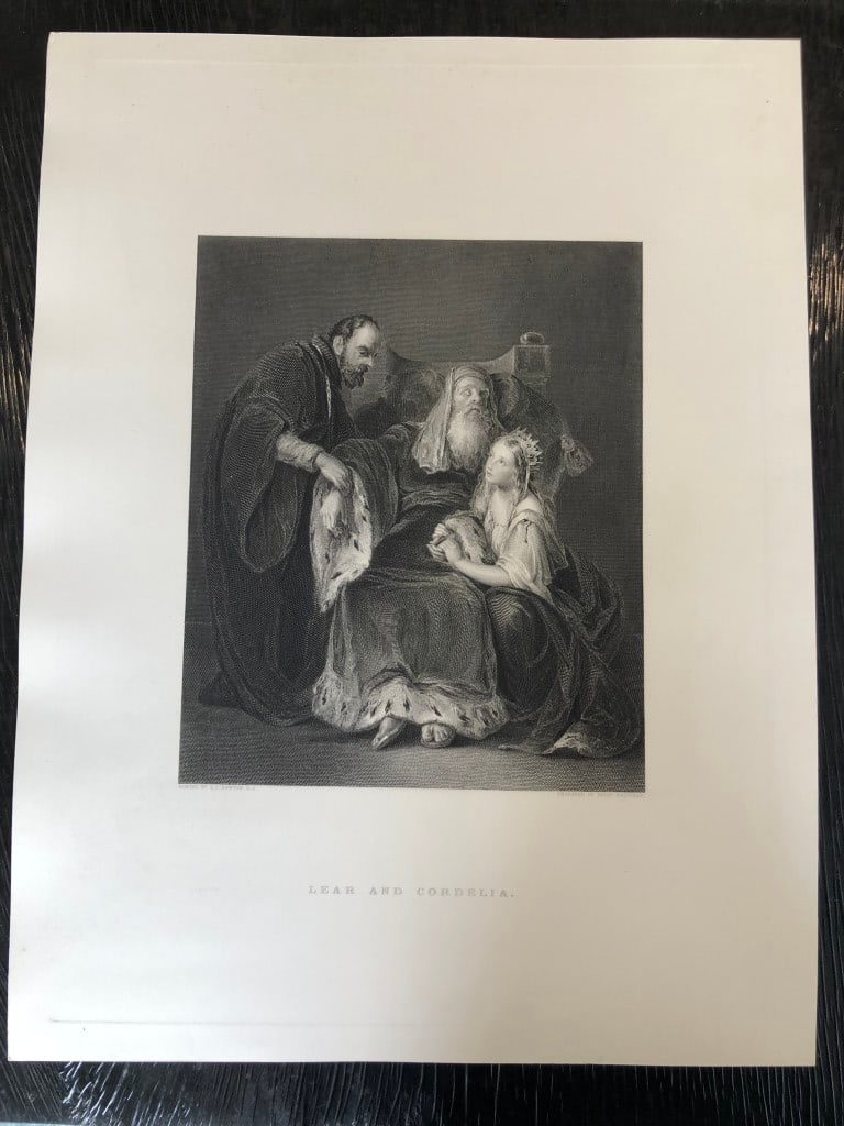 G Newton RA - Lear and Cordelia engraved by Richard Hatfield 1887: This engraving is from The Imperial Gallery of British Art published by Cassell & Company in 1887.17in x 13in (44cm x 33cm).