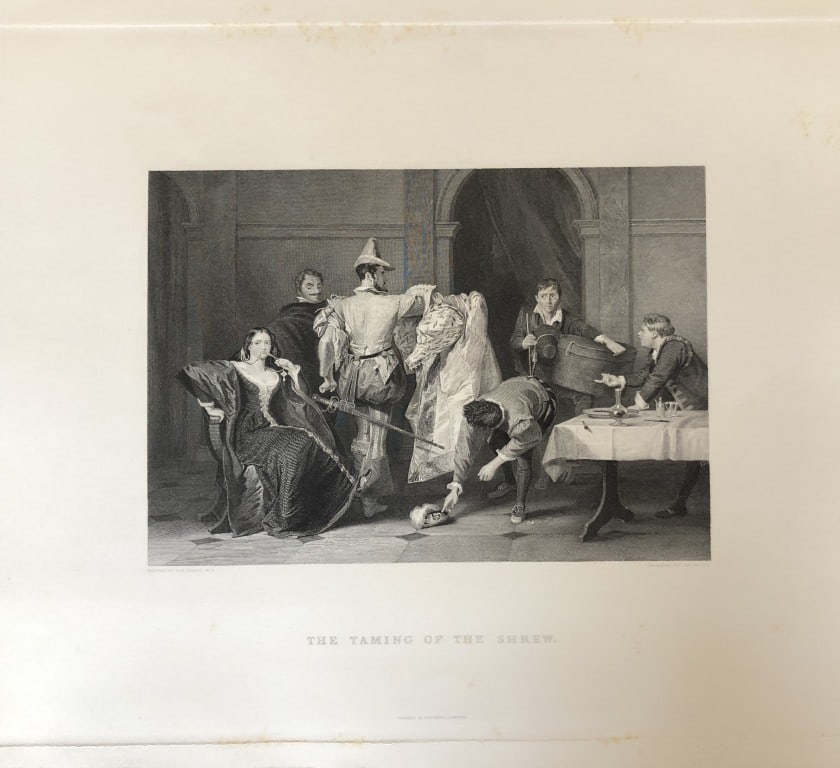 CR Leslie RA - The Taming of the Shrew engraved by Charles Rolls 1887: This engraving is from The Imperial Gallery of British Art published by Cassell & Company in 1887.17in x 13in (44cm x 33cm).