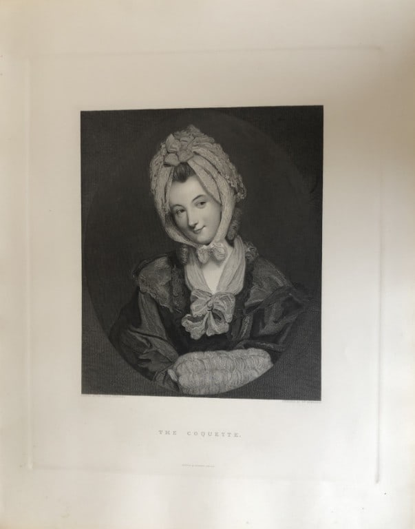 Sir Joshua Reynolds - The Coquette engraved by William Humphrys 1887: This engraving is from The Imperial Gallery of British Art published by Cassell & Company in 1887.17in x 13in (44cm x 33cm).