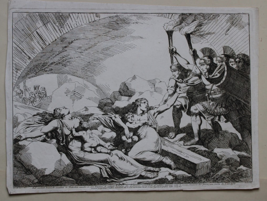 B Pinelli - Folio etching of Antioch earthquake from Istoria Romano 1821 (1 of 2)