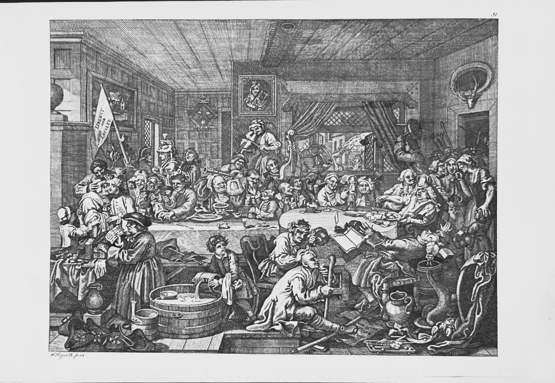 W Hogarth - 4 engravings of Elections by Riepenhausen 1820 (1 of 5)