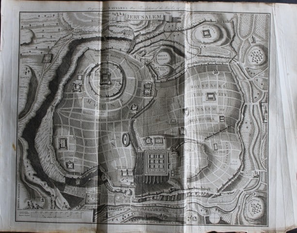 A Anderson - Map of Jerusalem 1785: This copper plate engraving is from The Genuine and Complete Works of Flavius Josephus by George Henry Maynard. Printed for J. Cooke, London 1785.The beautiful copper plates for this work were from or