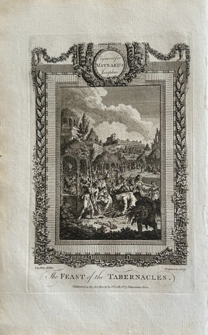 Luykin - Feast of the Tabernacles engraved by Grignion 1785: This copper plate engraving is from The Genuine and Complete Works of Flavius Josephus by George Henry Maynard. Printed for J. Cooke, London 1785.The beautiful copper plates for this work were from or