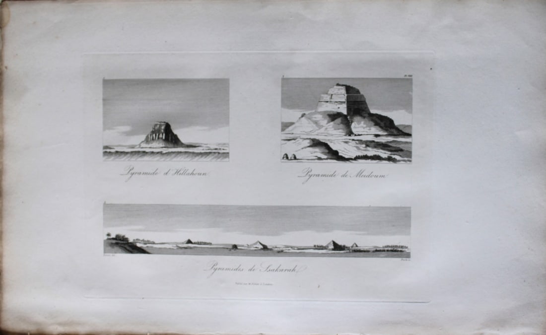 Vue de la Pyramide d'Ellaoun by V Denon 1807: This is plate 8 from the Voyage dans la Basse et la Haute-Egypte pendant les campagnes du General Bonaparte by Dominique Vivant Denon. Published by Samuel Bagster, London 1807.The full details of the 
