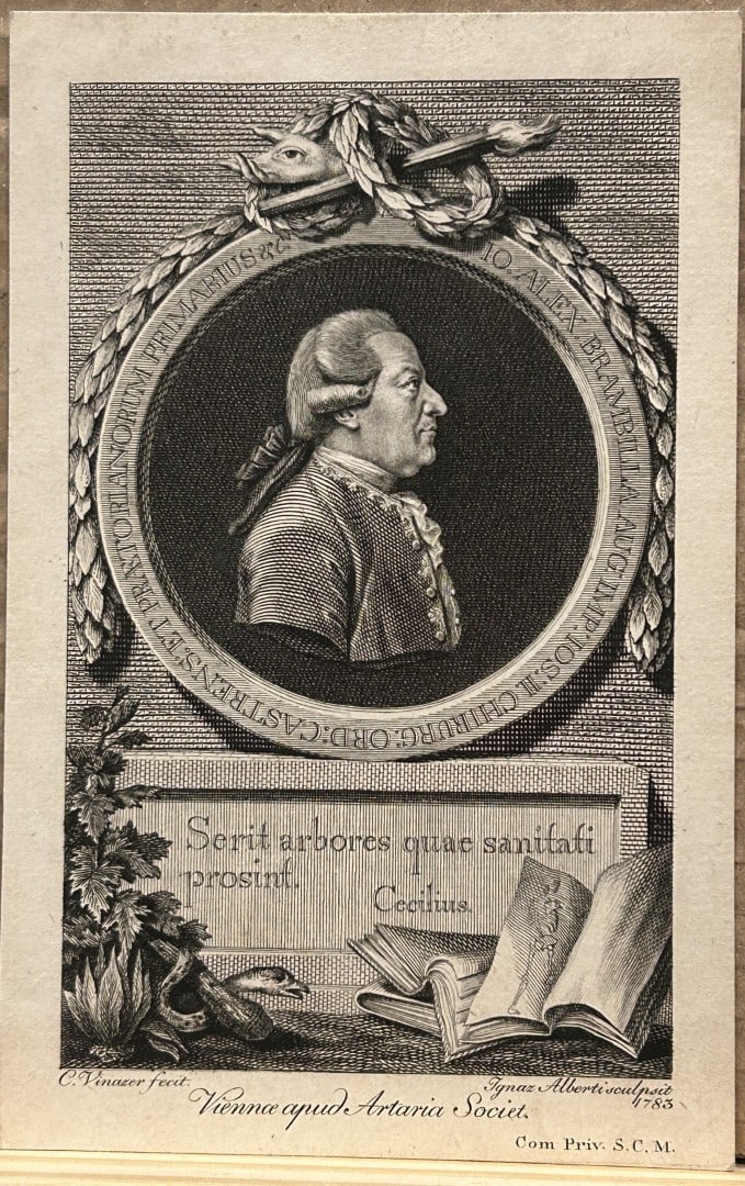 Ignaz Alberti engraving of Alexander Brambilla 1783: Ignaz Alberti engraving of Alexander Brambilla. 1783. . Etching by Ignaz Alberti after a drawing by C. Vinazer. Publishing house Artaria, Vienna.Condition: Excellent condition - please review the imag