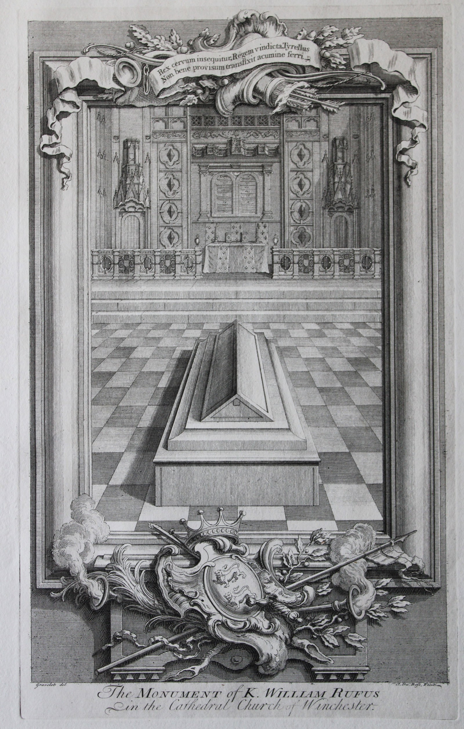 George Vertue - Rare folio engraving William (Rufus) II 1736: A rare original large format engraving by George Vertue from The Heads of the Kings of England proper for Mr. Rapin's History. Published by James, John, and Paul Knapton 1736. Originally issued in Rap