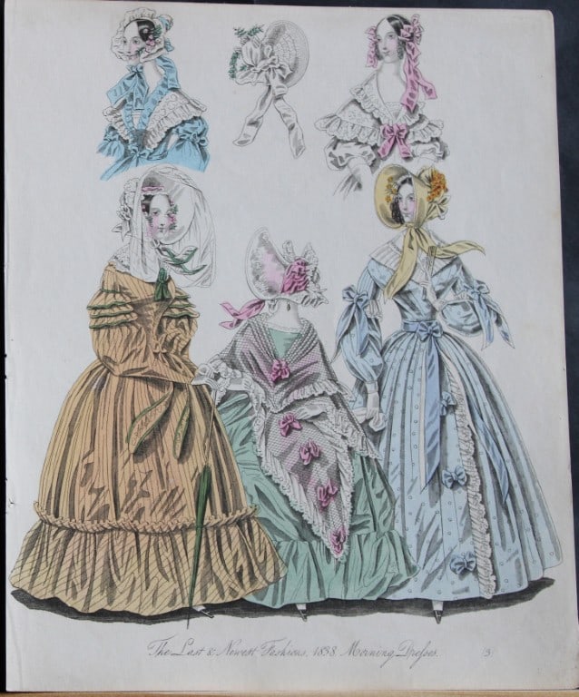 J Bell - Original World of Fashion print 1824-51: This original colour steel-engraving is from The World of Fashion and Continental Feuilletons 1824-51.The World of Fashion and Continental Feuilletons was a monthly British women?s fashion magazine pu