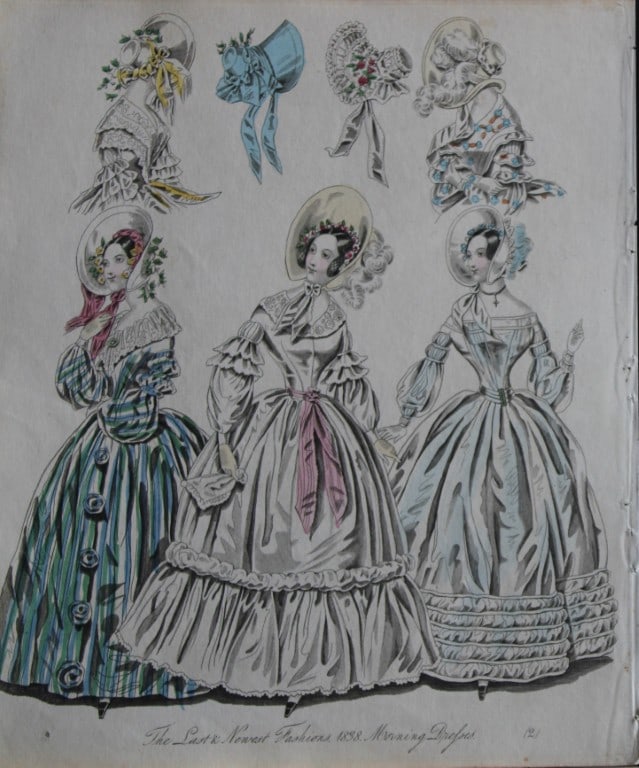 J Bell - Original World of Fashion print 1824-51: This original colour steel-engraving is from The World of Fashion and Continental Feuilletons 1824-51.The World of Fashion and Continental Feuilletons was a monthly British women?s fashion magazine pu