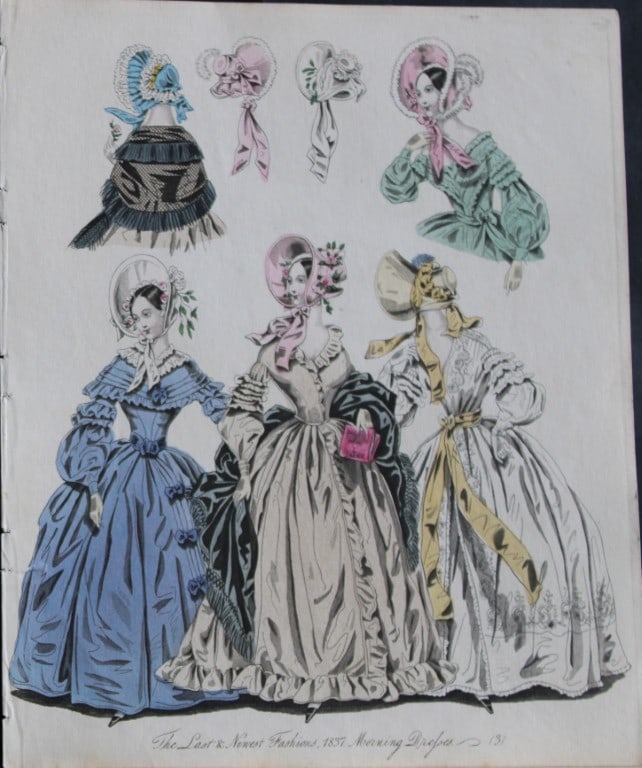J Bell - Original World of Fashion print 1824-51: This original colour steel-engraving is from The World of Fashion and Continental Feuilletons 1824-51.The World of Fashion and Continental Feuilletons was a monthly British women?s fashion magazine pu
