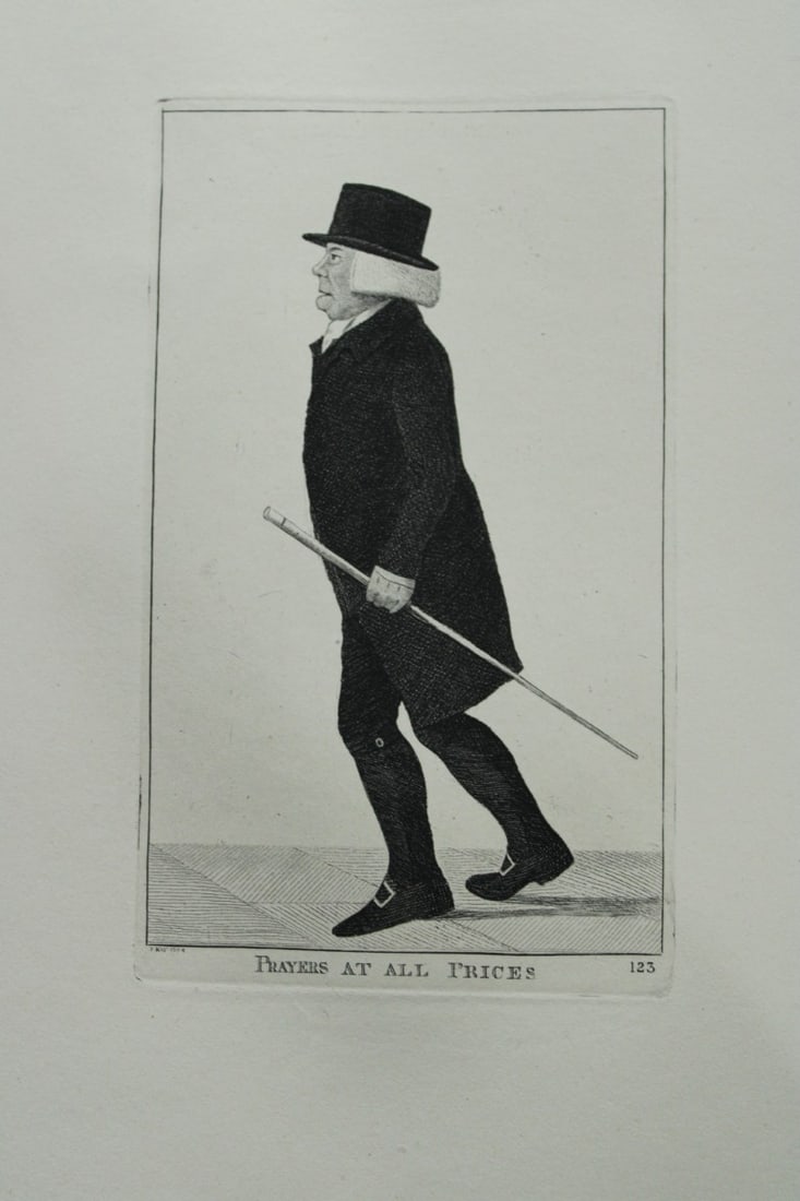 John Kay - Etching of a Scottish character 1877: This engraving is from A Series of Original Portraits and Caricature Etchings by John Kay. Published by Adam and Charles Black, Edinburgh, 1877. These prints feature: Kay was a caricaturist, engraver 