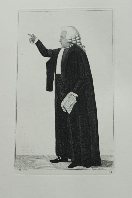 John Kay - Etching of a Scottish character 1877: This engraving is from A Series of Original Portraits and Caricature Etchings by John Kay. Published by Adam and Charles Black, Edinburgh, 1877. These prints feature: 1. Robert Blair, Solicitor-Genera