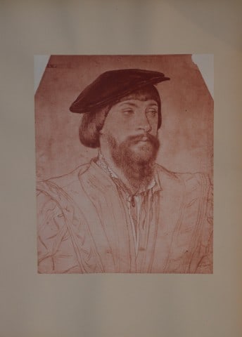 Hans Holbein - Thomas, Lord Vaux of Harwedon 1877: This print is from The Windsor Collection of Holbein Portraits of the Court of Henry VIII. Reproduced in Autotype, by Permission of Her Majesty the Queen, From Eighty of the Original Drawings in the R