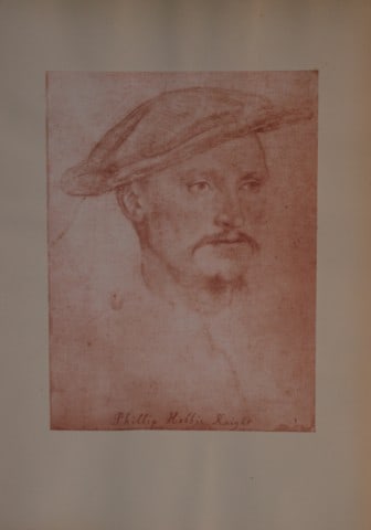 Hans Holbein - Sir Philip Hobby 1877: This print is from The Windsor Collection of Holbein Portraits of the Court of Henry VIII. Reproduced in Autotype, by Permission of Her Majesty the Queen, From Eighty of the Original Drawings in the R
