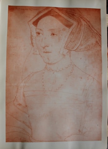 Hans Holbein - Queen Jane Seymour 1877: This print is from The Windsor Collection of Holbein Portraits of the Court of Henry VIII. Reproduced in Autotype, by Permission of Her Majesty the Queen, From Eighty of the Original Drawings in the R