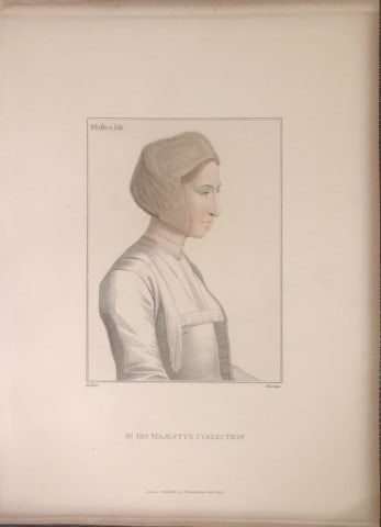 Portrait of Mother Jak, nurse to Edward VI by Hans Holbein 1812: This stipple engraving is from Portraits of Illustrious Personages of the Court of Henry VIII: Engraved in Imitation of the Original Drawings of Hans Holbein, in the Collection of His Majesty. With a 