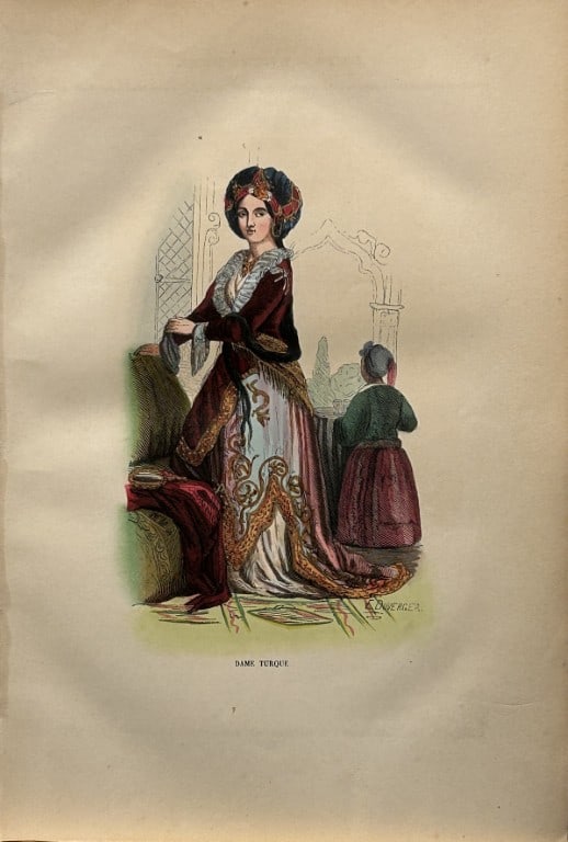 A Wahlen - Woodcut engraving of Turkish lady 1843 (1 of 1)